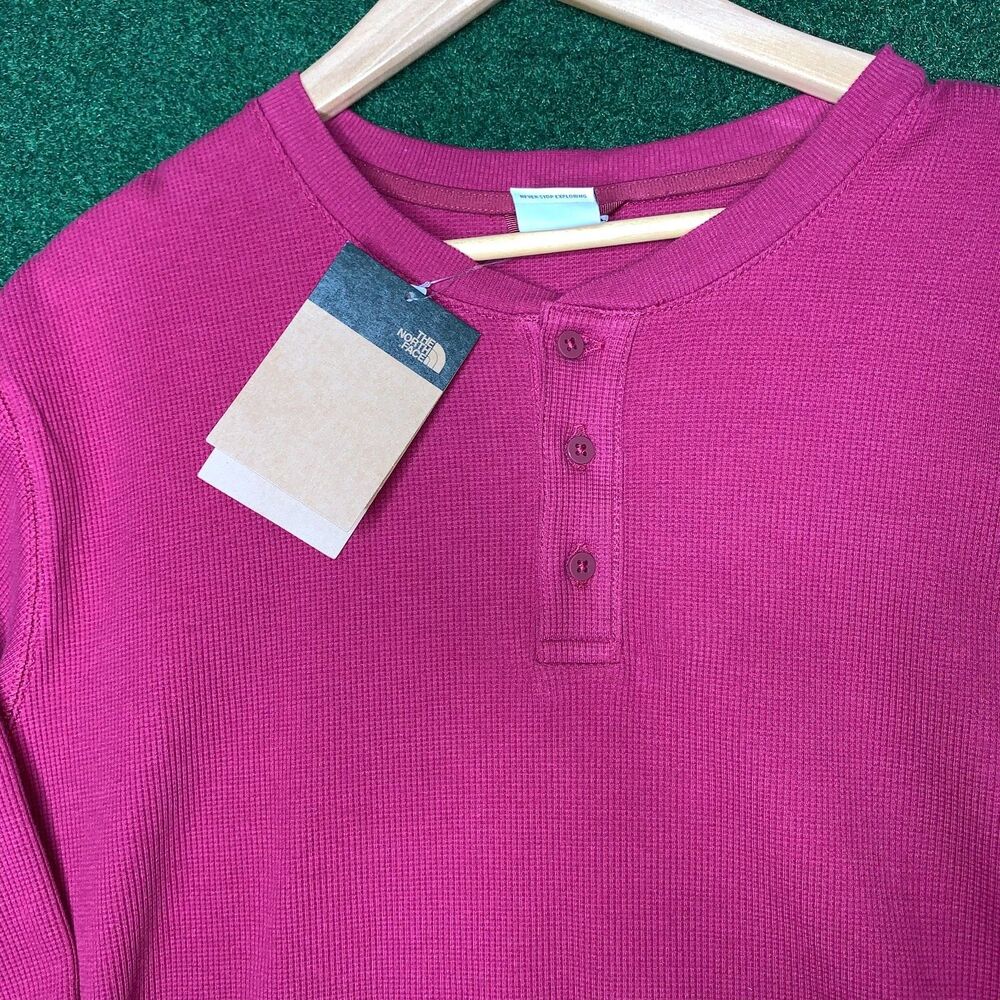 Sz XL The North Face Mens Waffle Long Sleeve Henley Beetroot Red NF0A7USJ - Picture 5 of 7